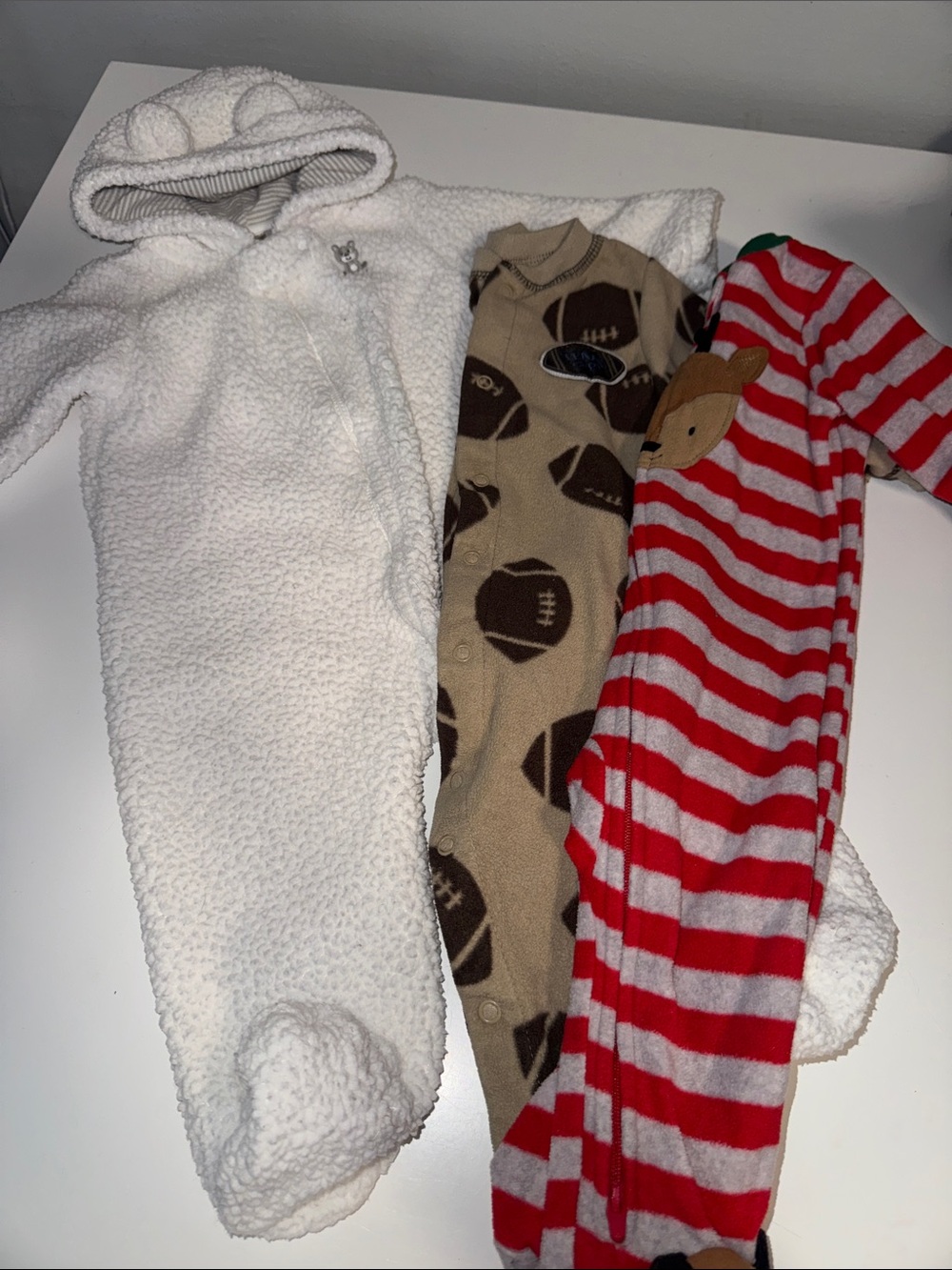 Bundle of 3 - Fleece Winter Pajamas, Size 6 Months - EUC